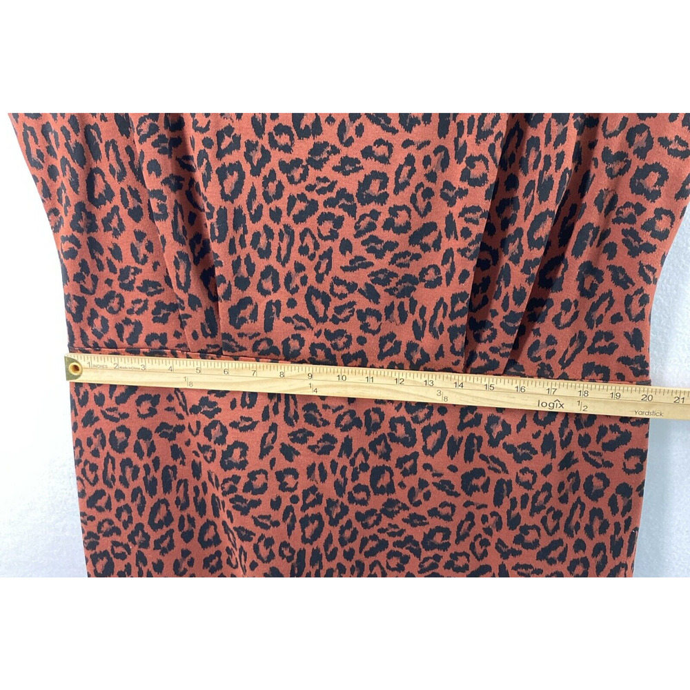 Nine West Dress Womens XXL Sheath‎ Brown Animal Print Career Office Sleeveless - Picture 5 of 8